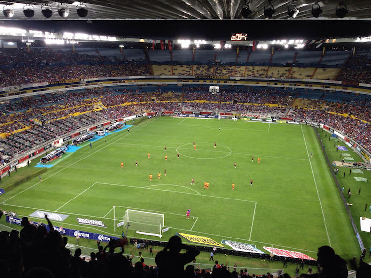 Date night in the hostile atmosphere of Mexican football. Atlas vs. Cruz Azul in Estadio Jalisco, Guadalajara. 