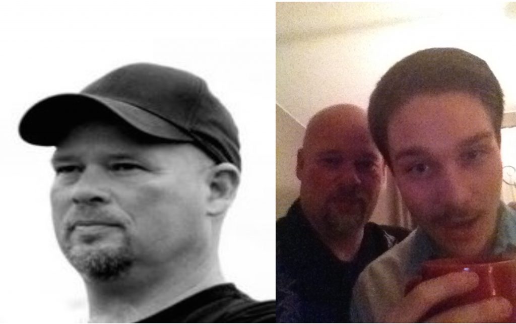 Left- My father, Tom Stuckey. Photo by Tessla Stuckey Photography. Right- My father and I: October 2014.